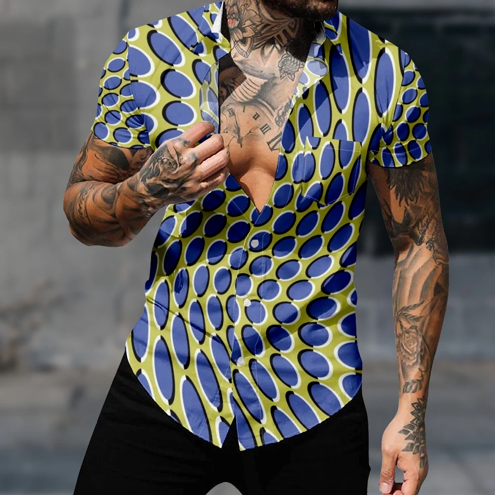 

Casual Hawaiian Shirt For Men's Fashion Polka Dots Art Streetwear Harajuku 3D Print Cozy Short Sleeve Beach Clothes