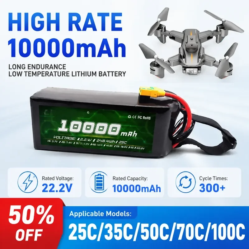 

High-Rate Battery Pack 10000mAh 25C 50C 100C 120C Long Life Low-Temperature
