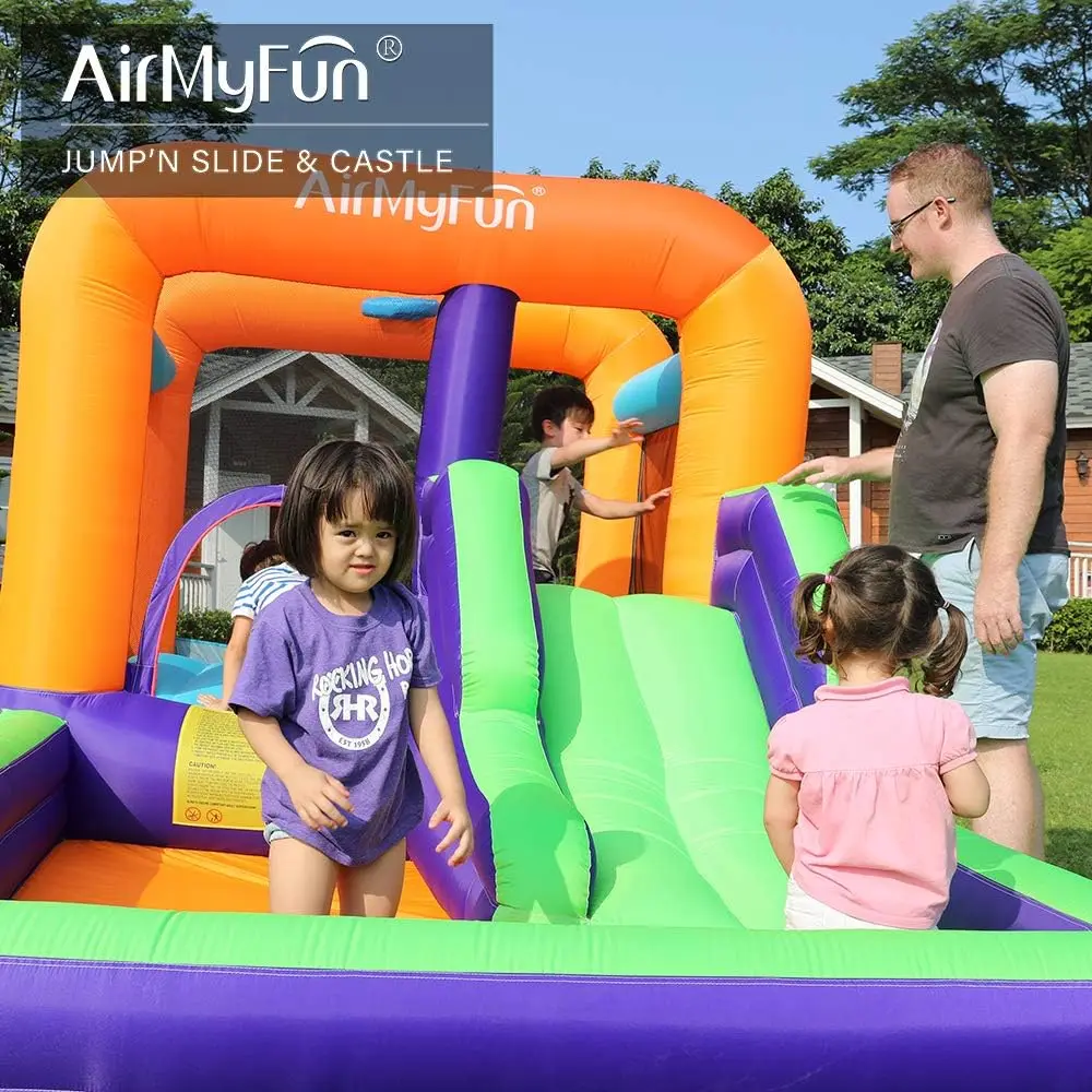 Maison de rebond pour enfants, maison de rebond gonflable avec toboggan, zone de saut gonflable avec souffleur d'air, adaptée au jeu en plein air et