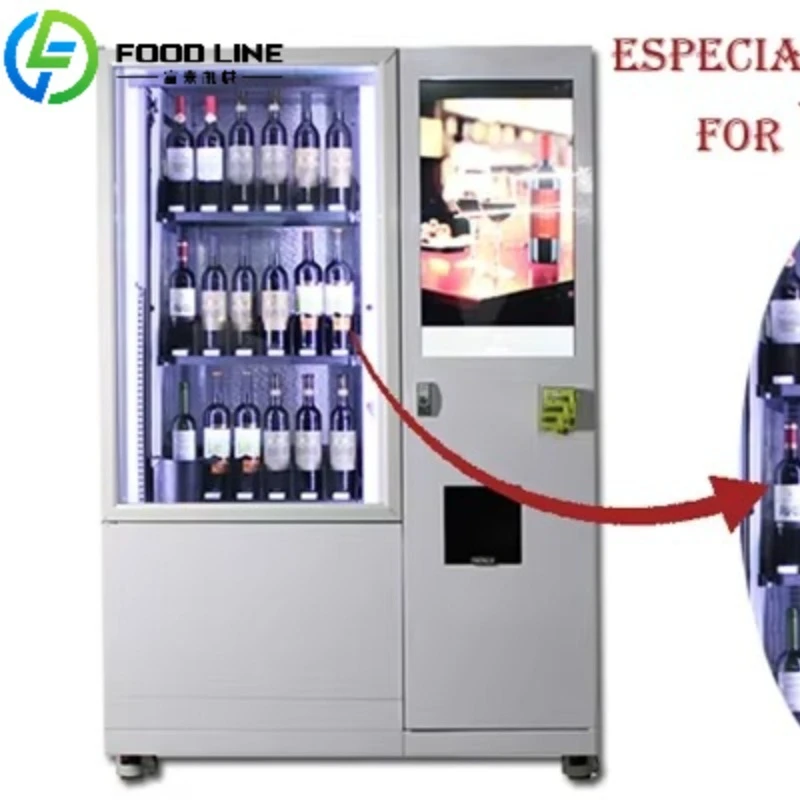 ตู้จำหน่ายสินค้าอัตโนมัติแบบกำหนดเอง FL บริการ 24 ชั่วโมง จำหน่ายเครื่องดื่ม เช่น นมมะพร้าว ชานมไข่มุก น้ำ ไวน์  มีจำหน่ายแล้ว