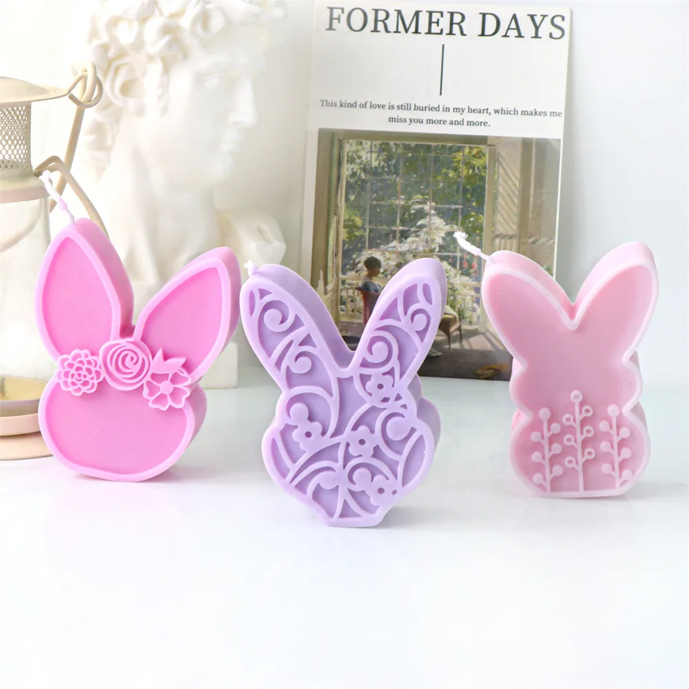 Moule à bougie en silicone pour œufs de Pâques, fleur de lapin, papillon en relief, lapin, arôme, cadeau, instituts de Pâques