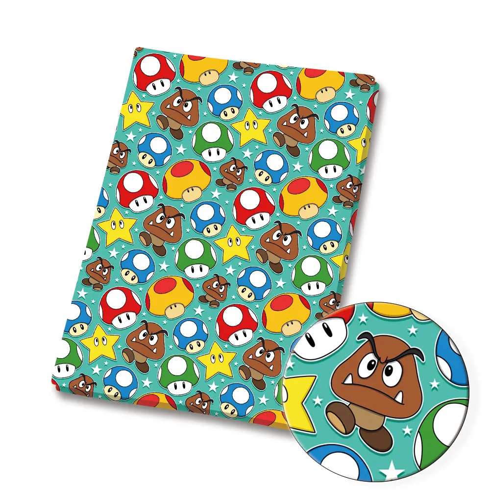 Fabric140ผ้าฝ้าย Game Mario 100*50ซม. งานเย็บปะผ้าควิลท์งานเย็บปะผ้าผืนผ้าพิมพ์สำหรับเด็ก