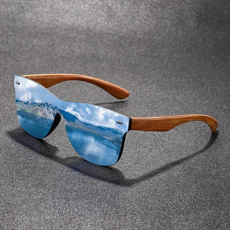 New Square Casual Sunglasses Wood Grain Spring Hinges Glasses UV400 Protection Unisex Outdoor Daily Eyewear