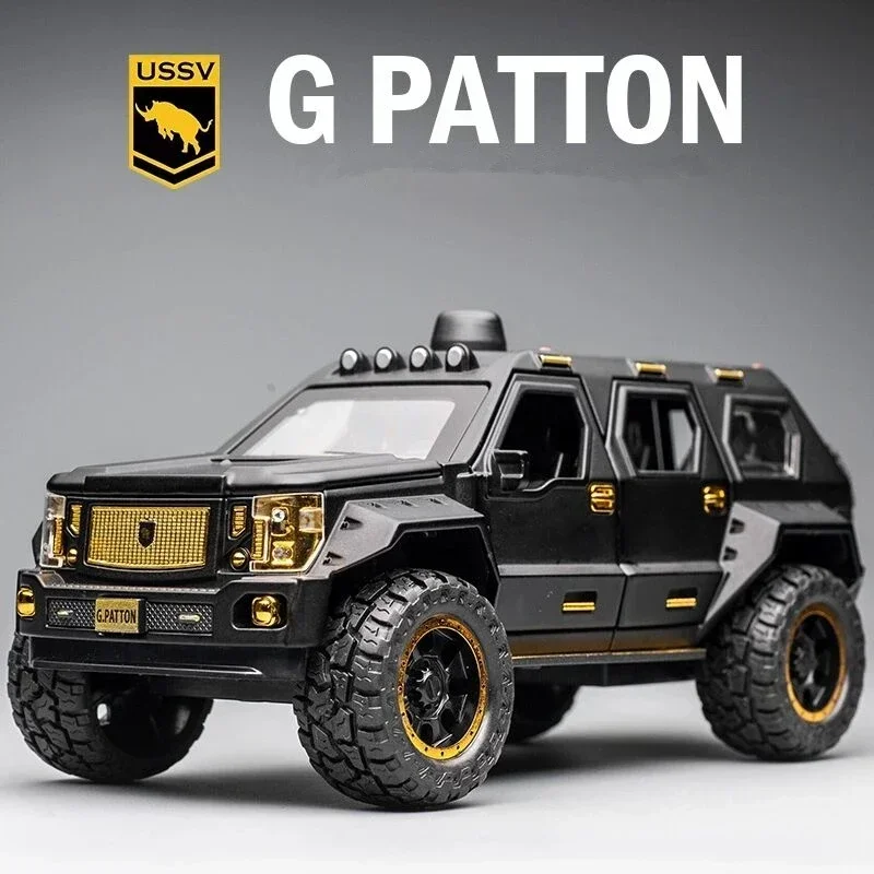 G. Patton GX modelo de carro blindado, modelo de carro de liga, simulação de dietas, veículos off-road, brinquedo metálico, carro à prova de balas