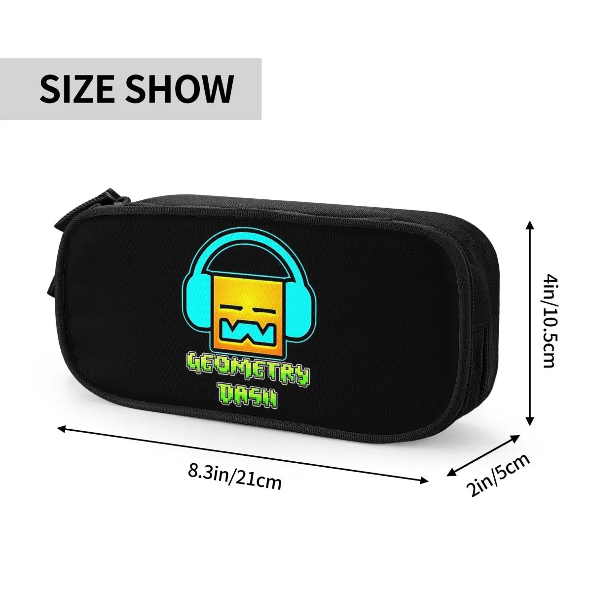 Video Game Geometry Dash Pencil Cases for Students Gifts Pen Box Pencil Bag Large Storage Pencil Pouch