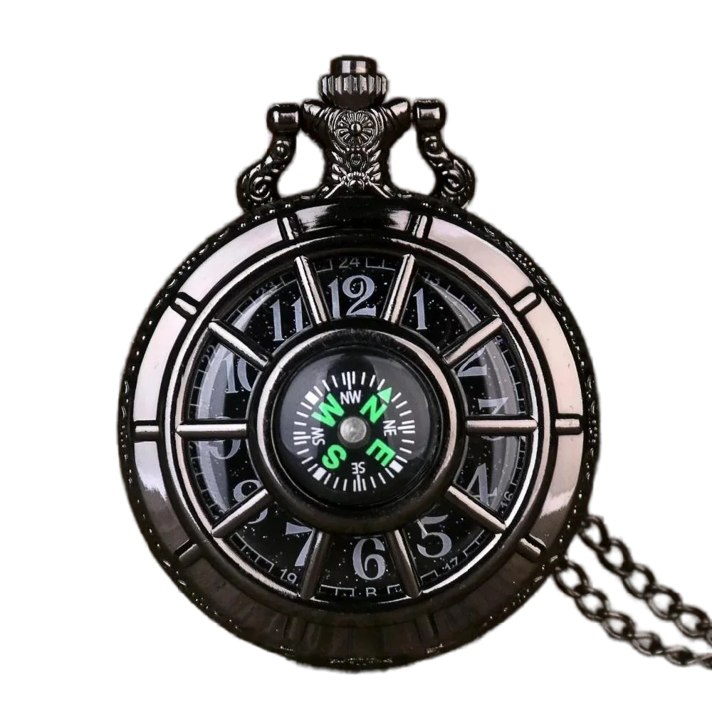 10 قطعة/الوحدة تصميم خمر الهيكل العظمي الجوف ساعة الجيب الأسود النجوم جولة الهاتفي العتيقة قلادة ساعة الرجعية هدايا الرجال النساء