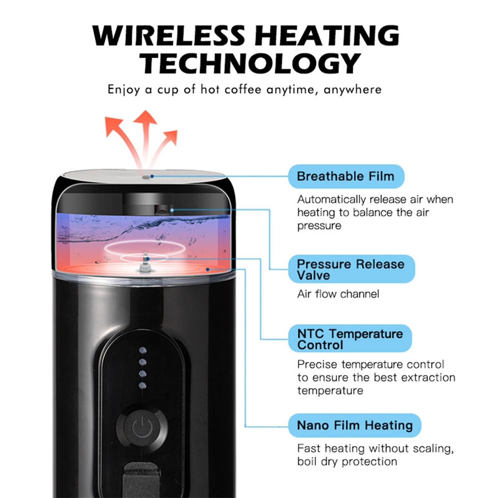 Portable Electric Coffee Machine 18Bar Pressure 2-IN-1 with Coffee Powder Capsule Bin Auto Brew Built-in 2500mAh Battery