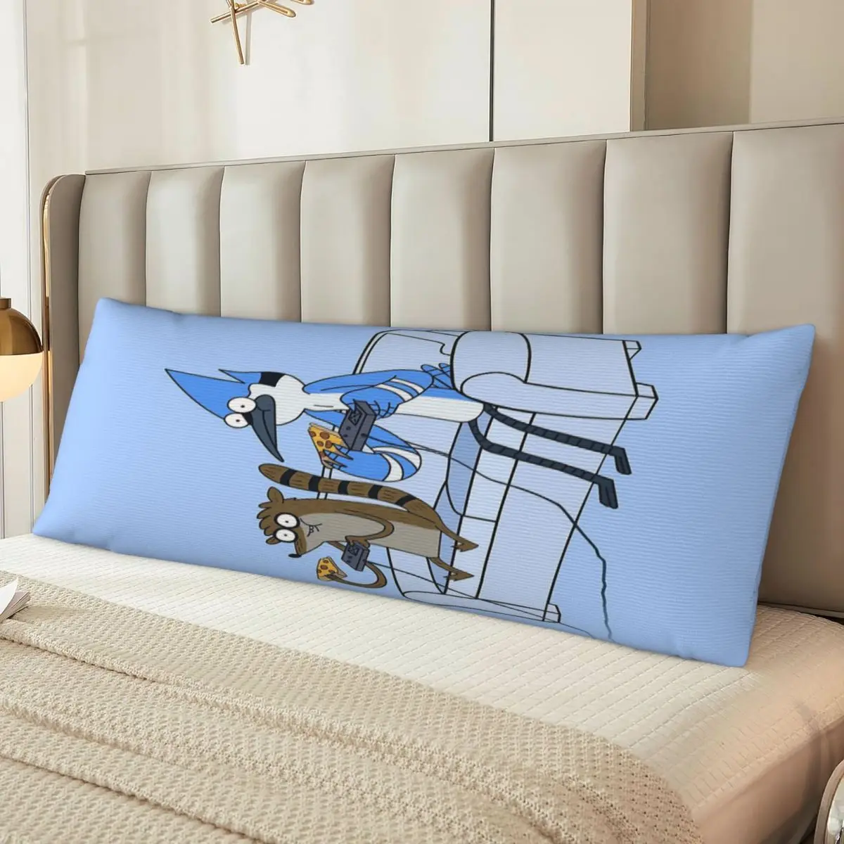 Long Body Pillowcase Mordecai And Rigby Pizza And Video Games 20x60in Pillow Cover Skin-friendly Souvenir Customizable Patterns