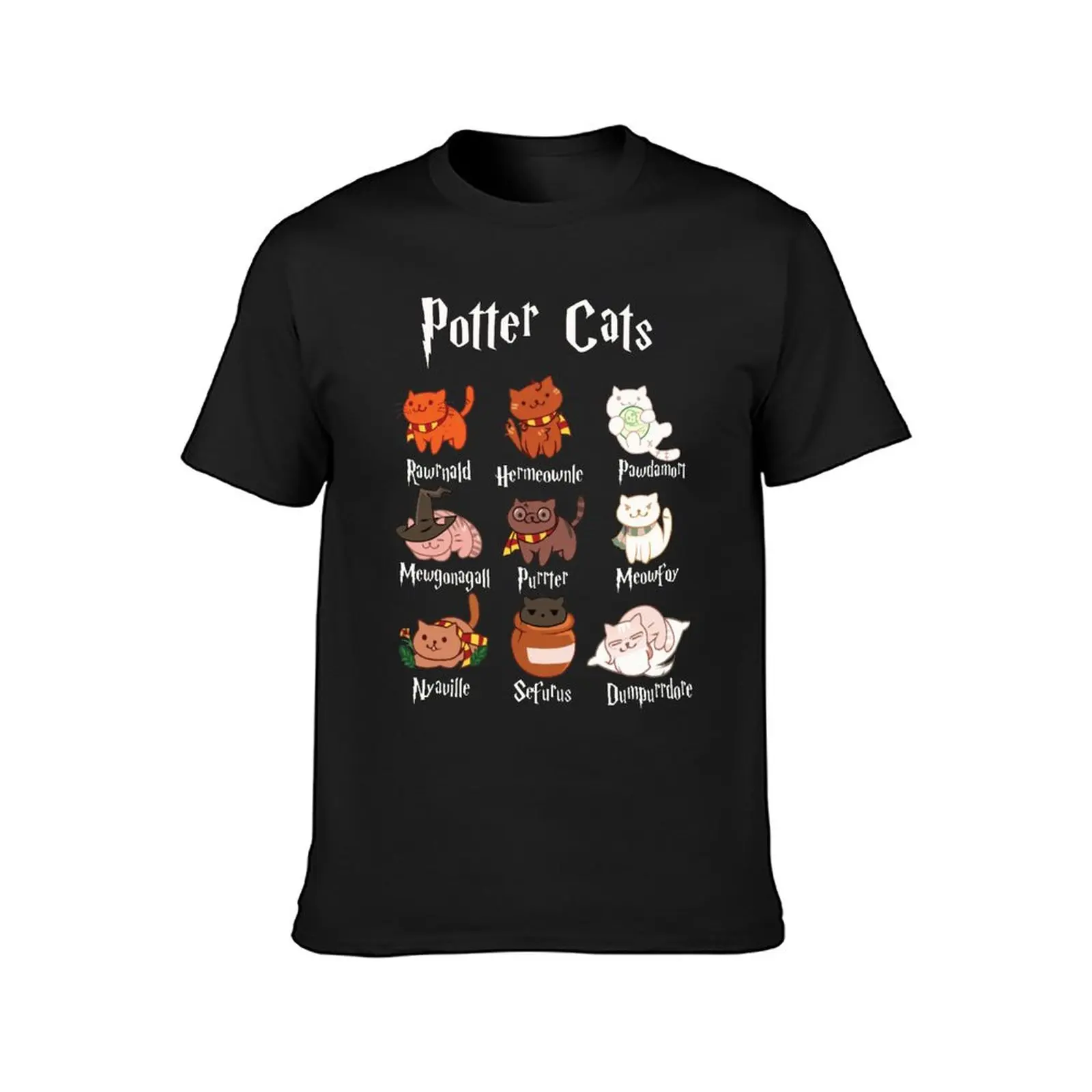 Potter Cat Novelty T-Shirts Mens Pawter Fun Printed T Shirts Short Sleeves Couple Tshirt 100 Cotton Birthday Gift Clothing