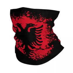 Custom Retro Albania Flag Bandana Neck Warmer Men Women Winter Ski Tube Scarf Gaiter Albanian Eagle Face Cover