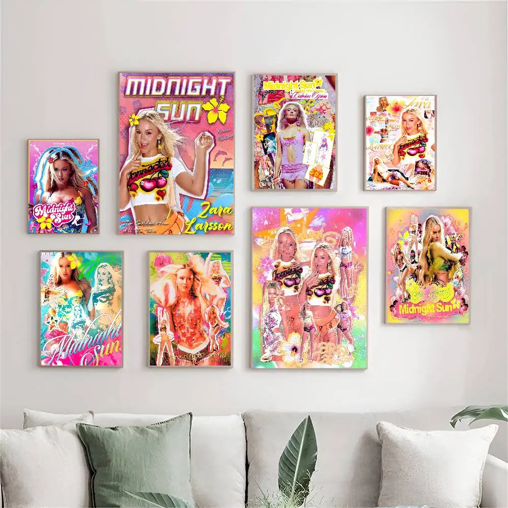Pôsteres adesivos de filme de anime Singer Zara Larsson Midnight Sun, adesivo de parede elegante para decoração de quarto e bar, decorativo vintage