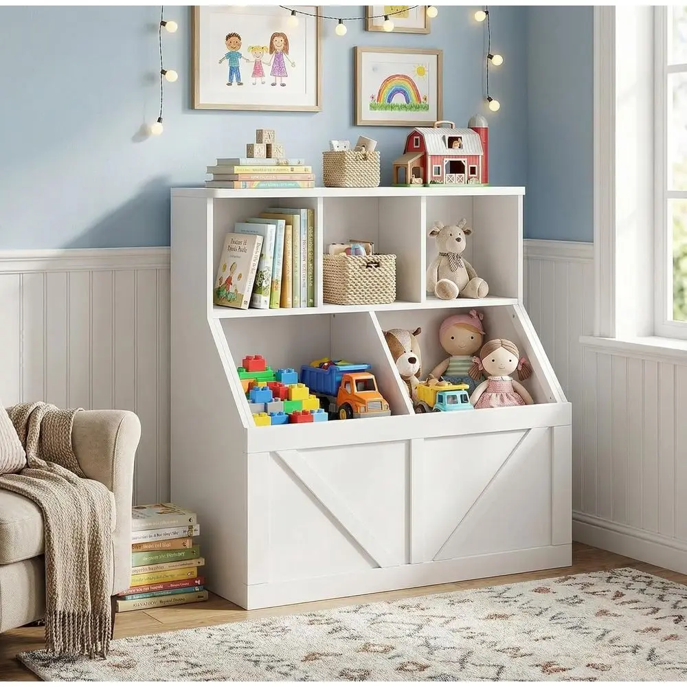 

Children's Toy Storage Cabinet and Bookshelf, Playroom Organizer for Toddlers, Nursery, Classroom, and Daycare