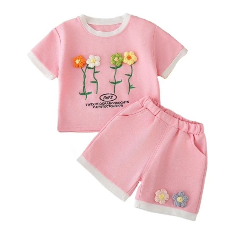

New Summer Baby Clothes Suit Children Girls T-Shirt Shorts 2Pcs/Sets Kids Clothing Infant Fashion Casual Costume Toddler Outfits