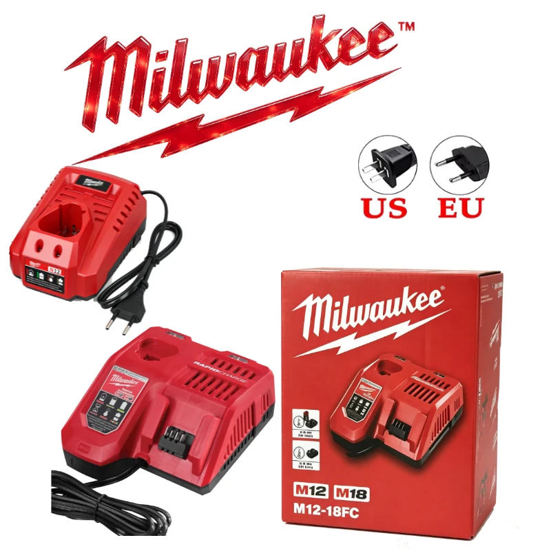 Milwaukee M12 M18 Rapid Charger,Dual Voltage M12-18FC Lithium Battery Charger for Cordless Electric Drill/Saw Power Tool Battery
