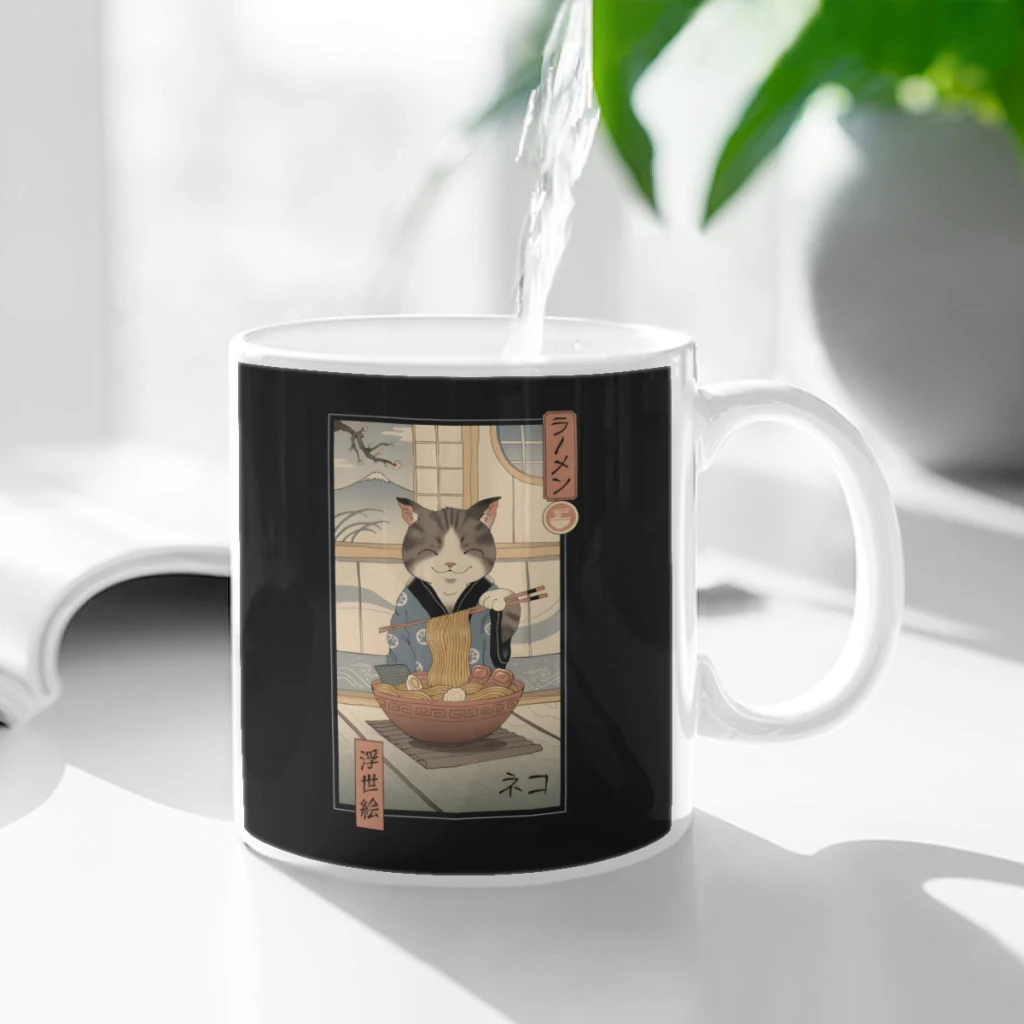 

Neko Ramen Ukiyoe Ceramic Cup Coffee Oatmeal Breakfast Cup Creative Personality Mug