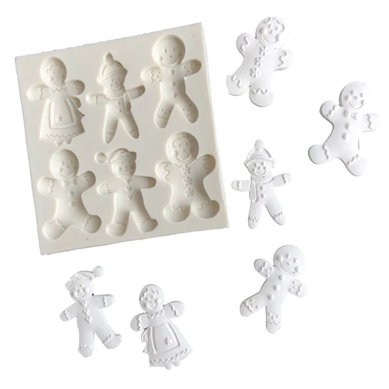 Christmas Series 6 lovely Snowman modeling silicone mold DIY cake chocolate decoration soft clay car decoration mold