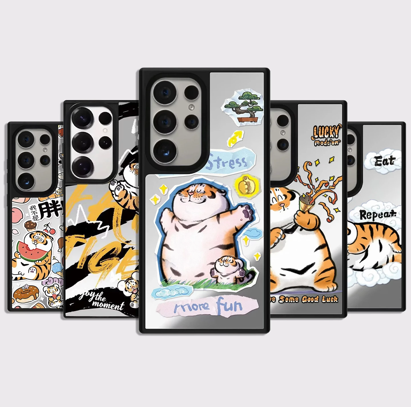

Cartoon Lucky Fun Tiger Mirror Surface Magnetic Phone Cover for Samsung Galaxy S23 S24 S25 S26 Ultra S26+ Plus Case