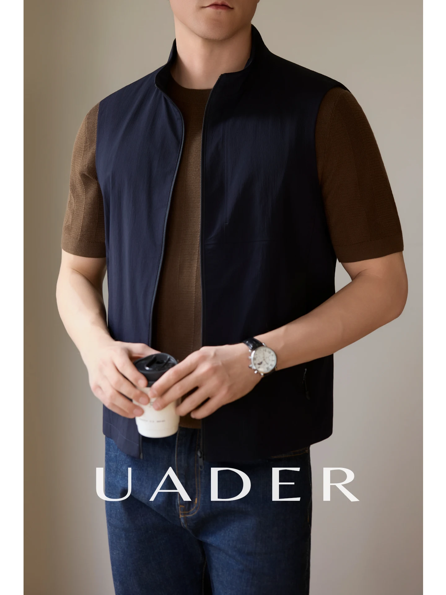 Water-Resistant Casual Vest Men's Outdoor Commute Jacket Standard Fit Zipper Style Fashion Urban Polyester Fabric Four Seasons