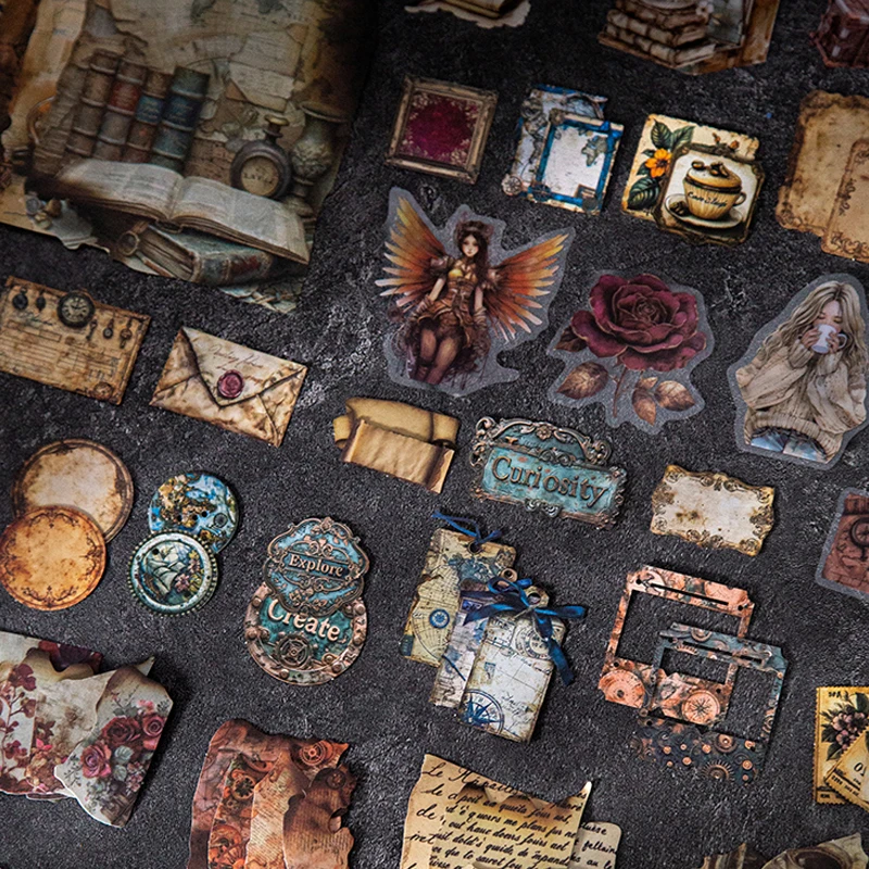 40 pezzi di serie narrativa di cicatrici d'artificio brute confezione di materiali vintage album fai da te collage scrapbook cornice per foto custodia per telefono tablet