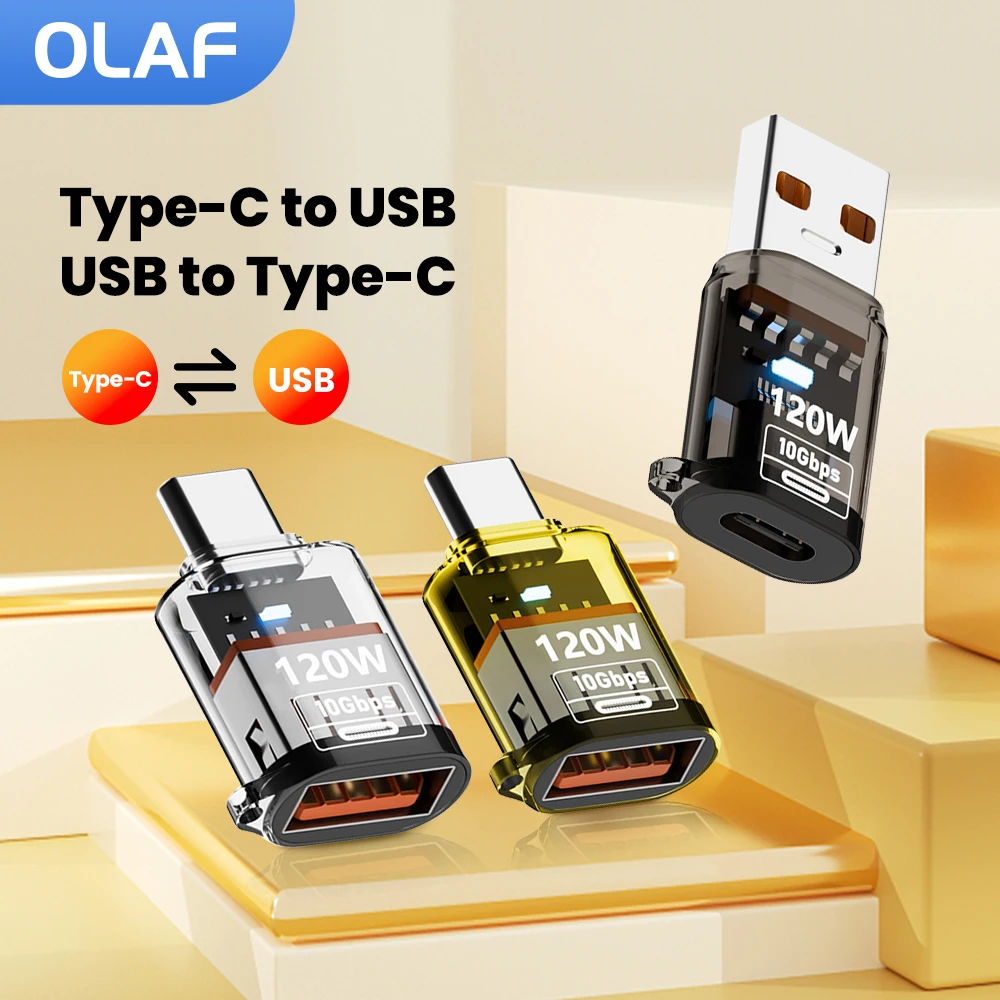 

120W Mini Type C to USB Adapter 3.2 USB-C Male OTG A Female Data Connector For MacBook iPhone 15 16 USB A To Type C OTG Adapter