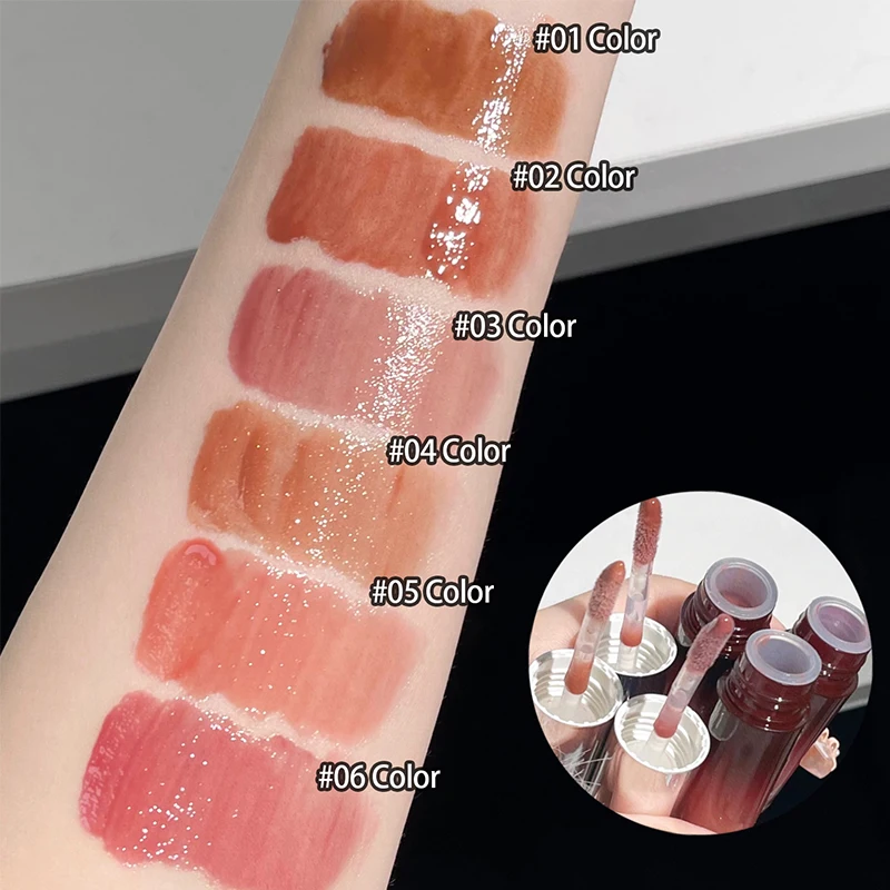 สีดําชาสีน้ําตาลลิปกลอส Mirror Water Lip Glaze สูง Pigment Moisturizing เซ็กซี่ Lip Tint Balm กันน้ําแต่งหน้าเครื่องสําอางเกาหลี