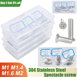 Metric Threaded Flat Philllips Small Screws Eyeglasses Watch Bolts Countersunk Stainless Steel Spectacle Screw M1 M1.4 M1.6 M2
