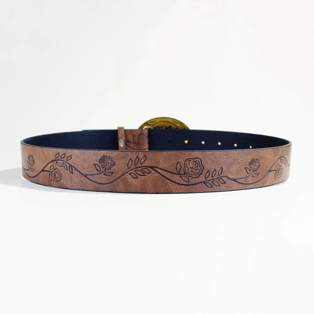 Vintage Carved Western Cowboy Belt Horse Buckle Luxury Design Embossed Belt Trendy Brand Jeans Pants Belt For Women Man
