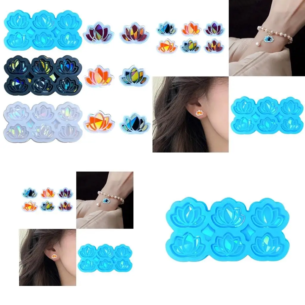  Rainbow Light Silicone Mold with Hole Flower Keychain Pendant Mold Epoxy Casting