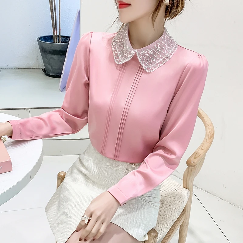 Long Sleeve White Blouse Chiffon Blouse Shirt Women Tops Female Blouse Women Blusas Mujer De Moda 2024 Women Blouses Blusa E374