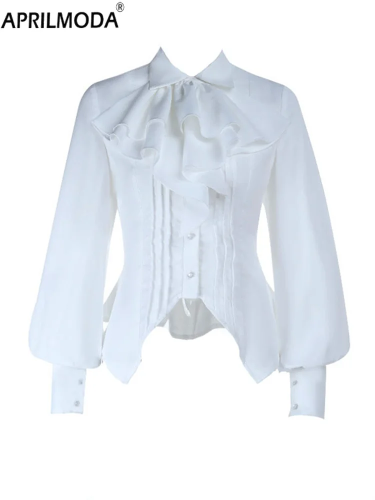 

Subculture Lolita Style Japanese Blouses Women Bow Gothic Cosplay Slim Fit Puff Sleeve White Shirts Goth Irregular Blouse Tops