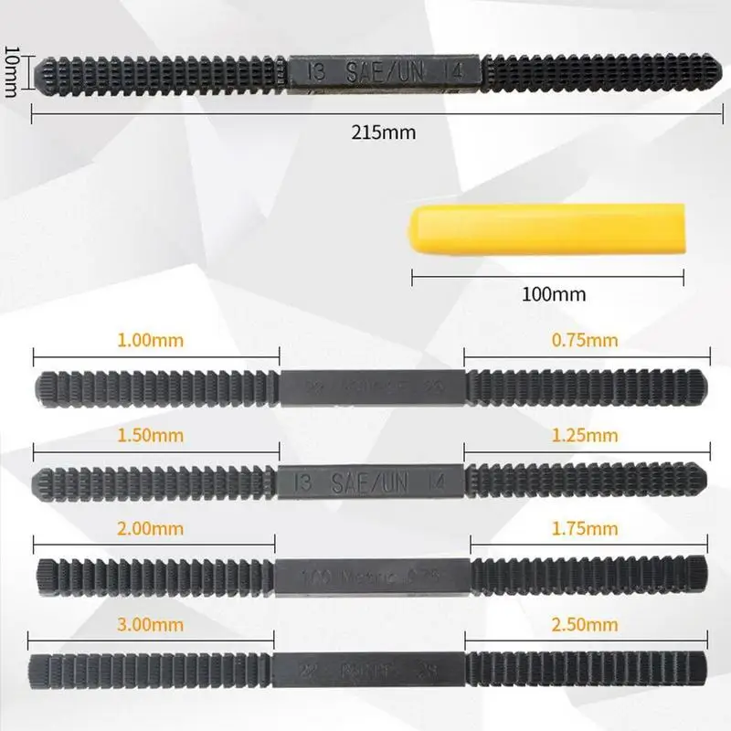 Thread Repair File Metric Thread Restoration Tool for Damaged Threads Pitch Metal Hardware DIY Hand Tools