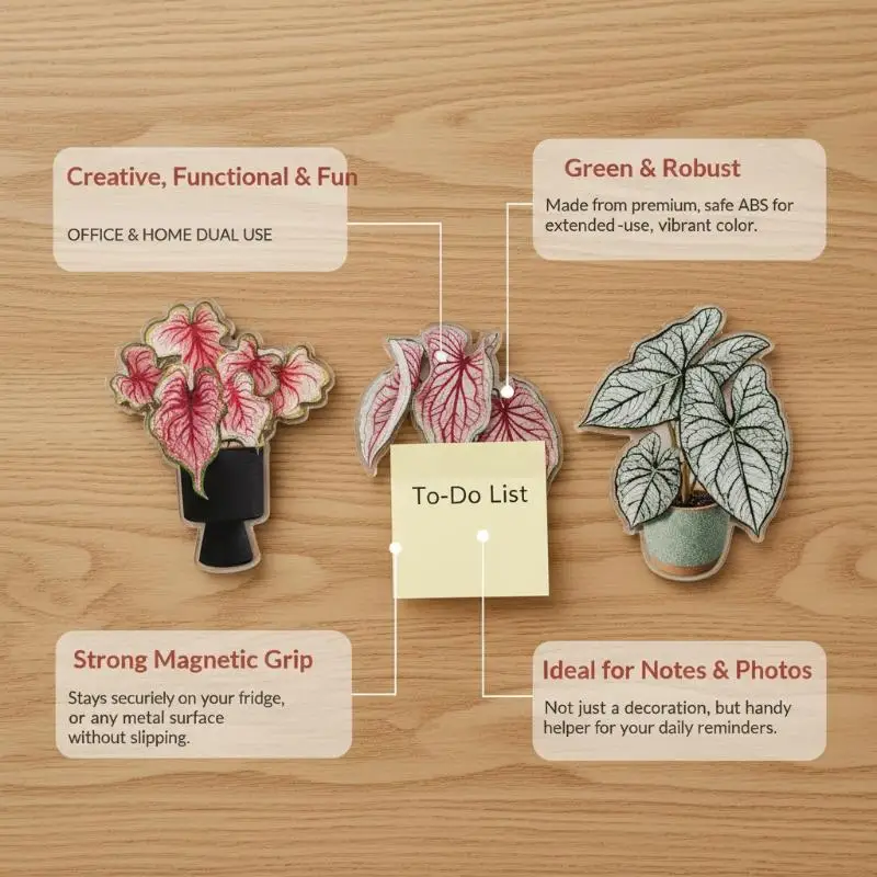 Mini Rotatable Artificial Plant Fridge Magnets Realistic Leaf Design Portable Magnetic Decor for Locker Travel Home
