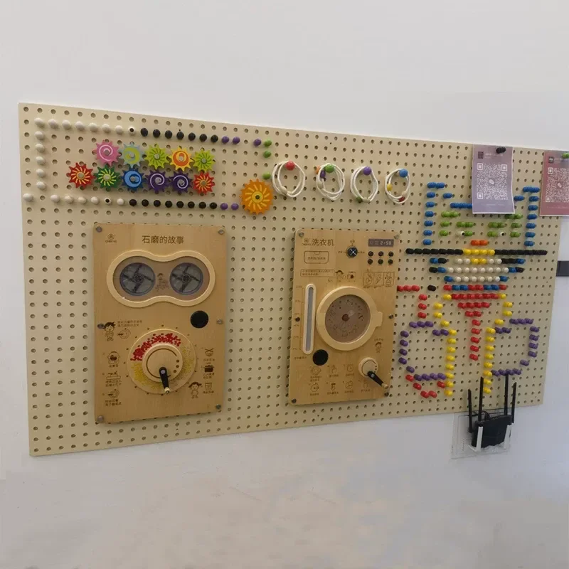 2026 Kindergarten building block wall hole board overhead layer wall toy corridor educational operation board building block