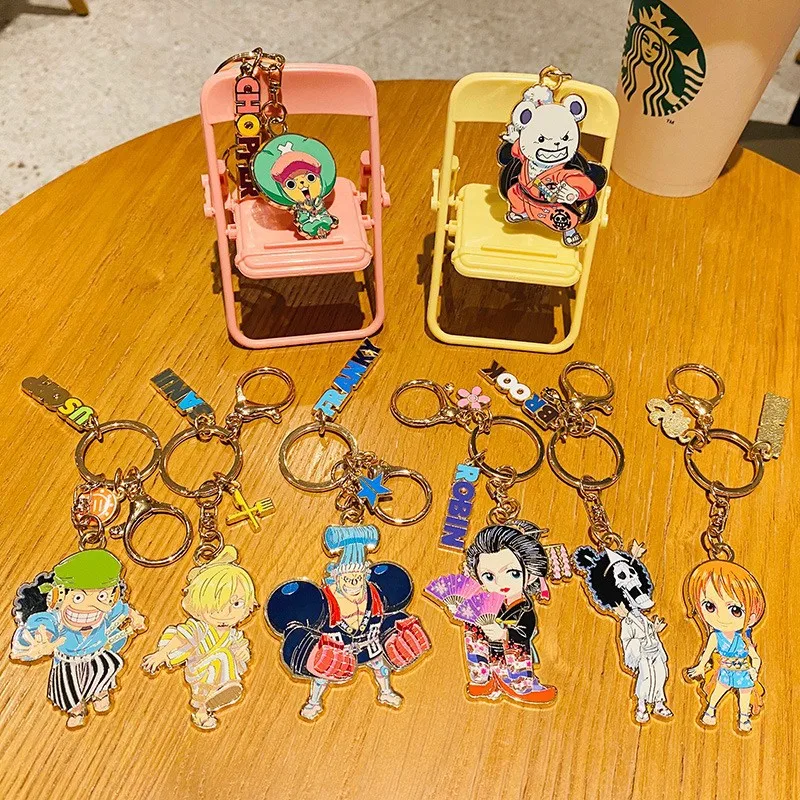 

One Piece The Country of Harmony Series Blind Box Anime Figure Luffy Nami Zoro Sanji Chopper Metal Keychain Pendant Doll Toys