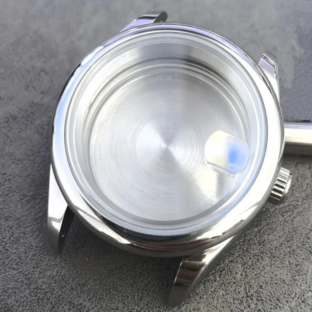 حافظة ساعة من الفولاذ المقاوم للصدأ مقاس 36 مم/39 مم، زجاج كريستال ياقوتي، تكبير التاريخ، متوافقة مع حركات NH35، NH36