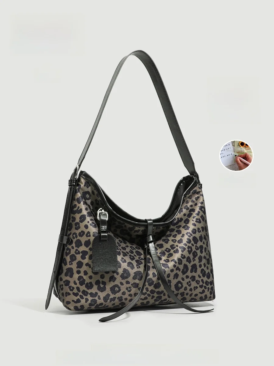 Cheyakaylan Autumn Winter Leopard Print Tote Bag Women's Large Capaci Commuter Single oulder Armpit Bag American Retro St...
