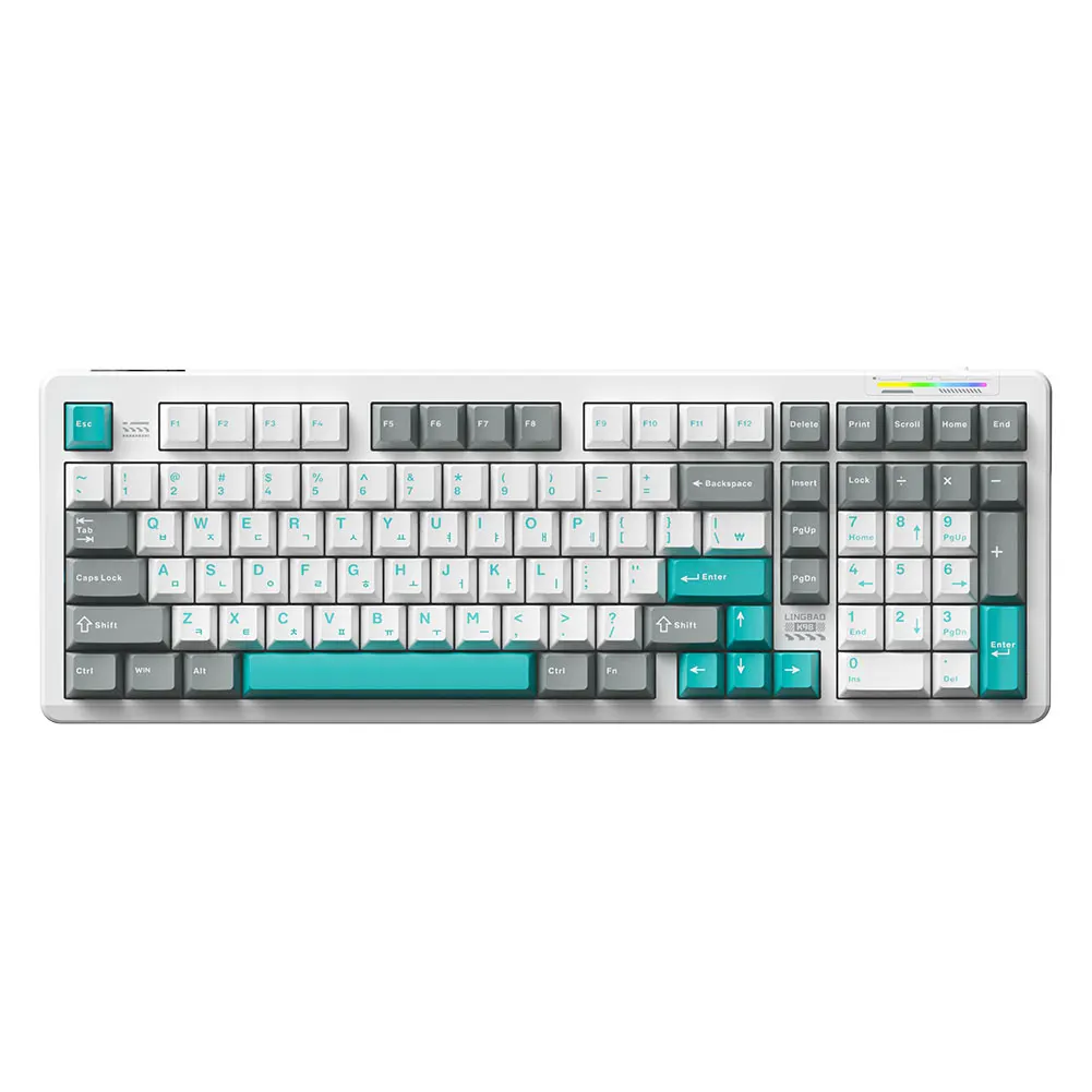 AULA×LINGBAO K98 Wireless Machanical Keyboard Custom Korean Letters PBT Keycaps Hot-swappable LEOBOG Switch 90% Layout