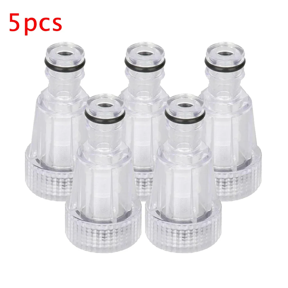 Pressure Washer Water Inlet Filter Transparent Plastic Replacement Tool 5pcs Parts Accessories Useful High Pressure Washer