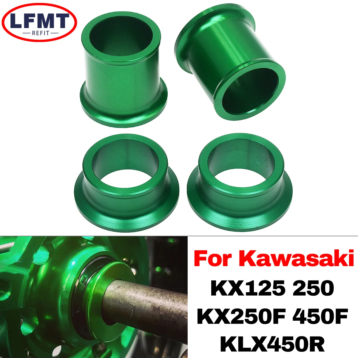 

Motocycle CNC Front Rear Wheel Hub Spacers Kit For Kawasaki KX125 KX250 KX250F KX450F KLX450R KX 125 250 450F 450R Drit Pit Bike
