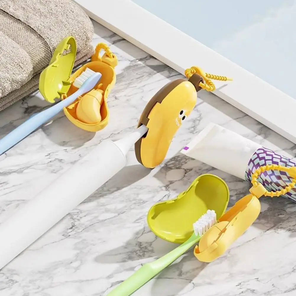 

Портативный держатель для зубных щеток, чехол для зубной щетки-банана с дозатором зубной пасты, пыленепроницаемый портативный держатель для компактных путешествий