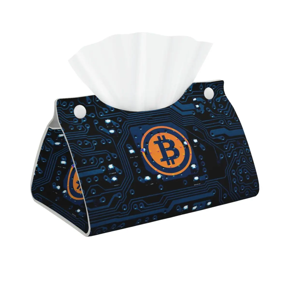 Bitcoin Computer Motherboard CPU Circuit Facial Tissue Box Cover Rectangular PU Leather Tissue Box Holder for Car Bathroom
