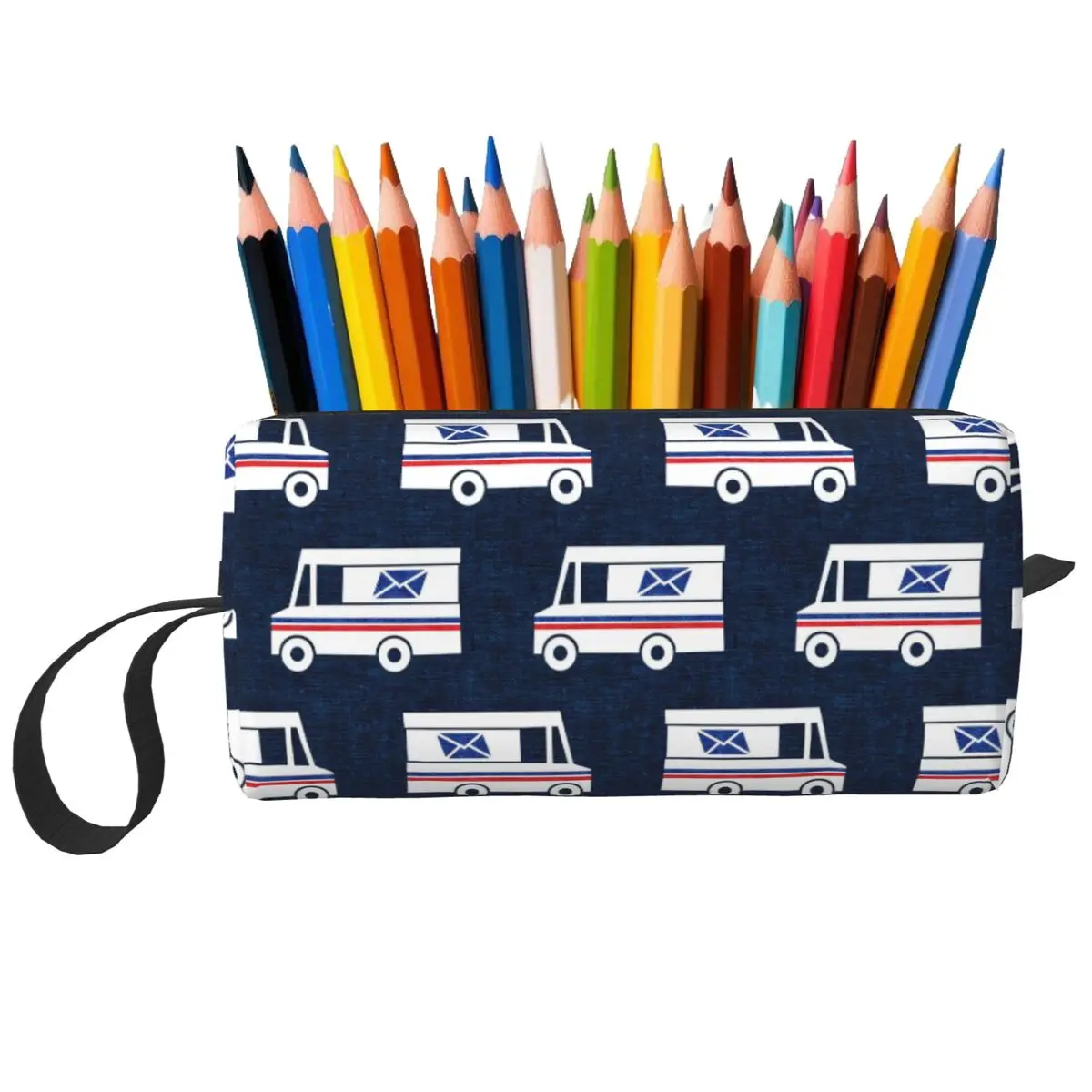 

Mail Trucks - Blue Pencil Case for Studen Gifts Pen Box Pencil Bag Stationery Supplies Travel Women Cosmetic Bag Organizer Pouch