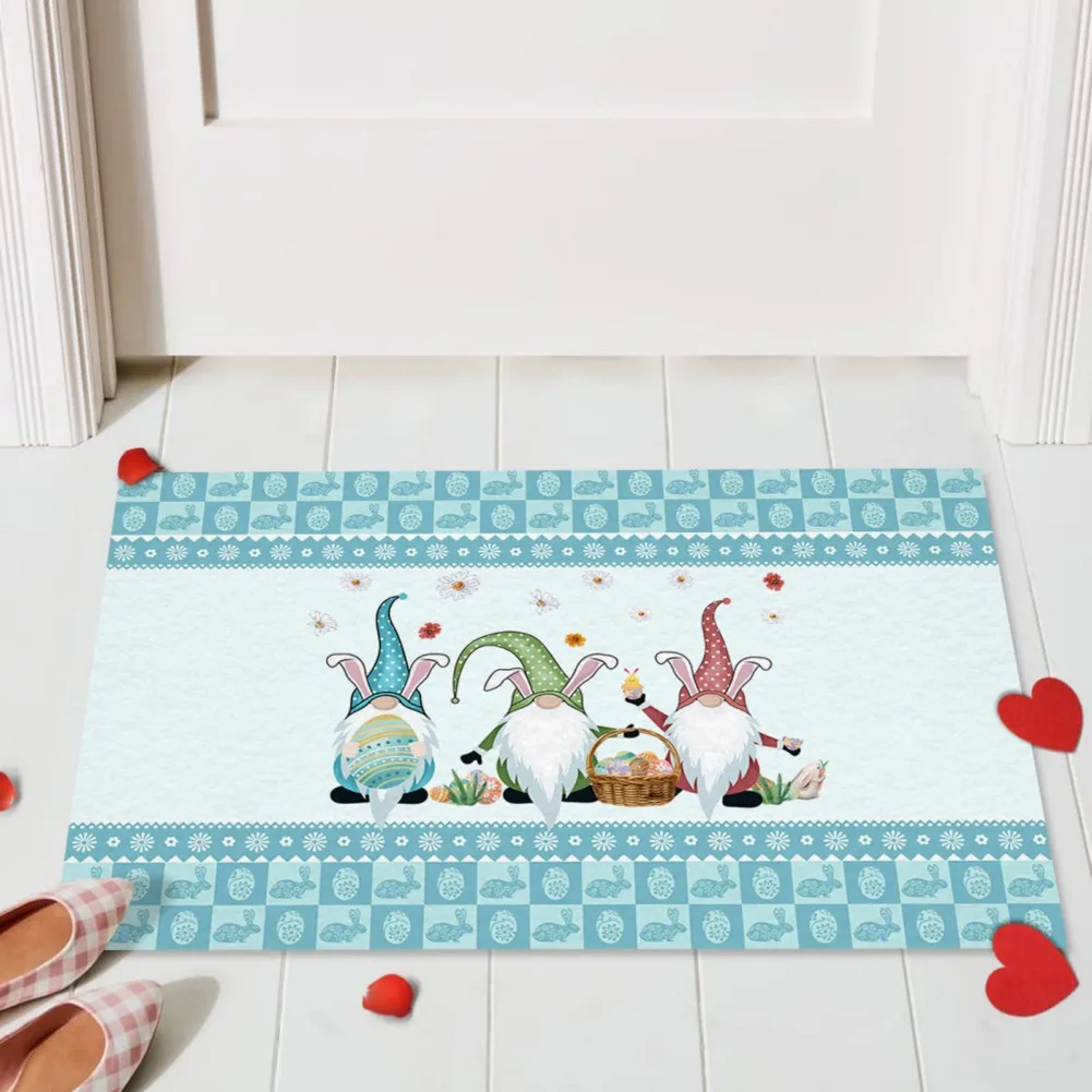 Creative Easter Anti-Skid Door Mat Bunny Gnome Egg Pattern Floor Mat Area Rug For Living Room Bathtub Kitchen Carpet Decoration