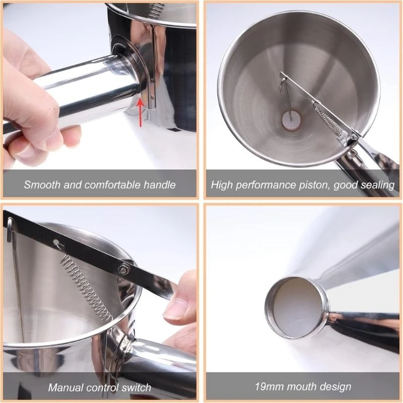 

Professional Pancake Batter Dispenser Stainless Steel Funnel Suitable for Baking Cupcakes Waffles and More with Stand