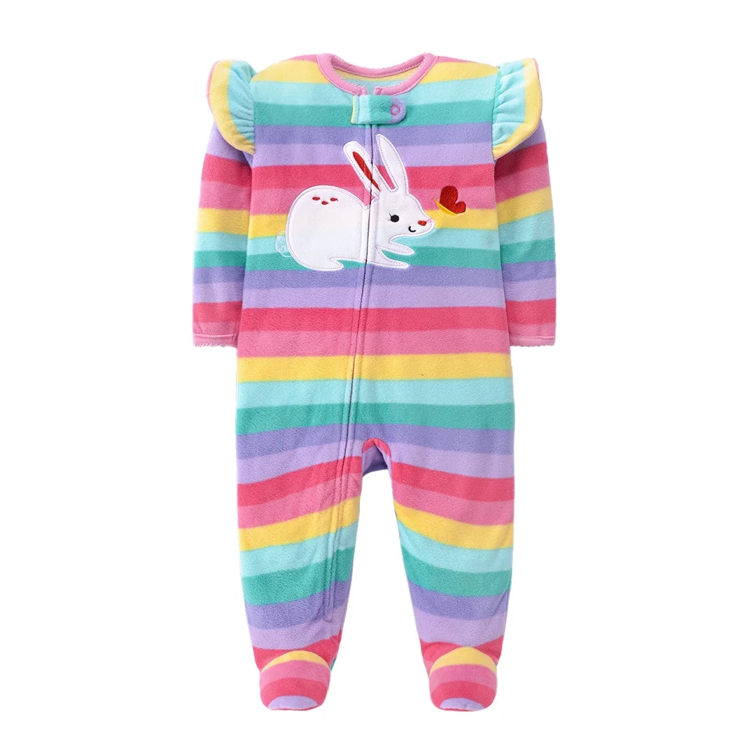 Newborn Infant Baby Girls Romper Spring Autumn Polar Fleece Jumpsuit Child Boy Overalls Warm Toddler Baby Clothes