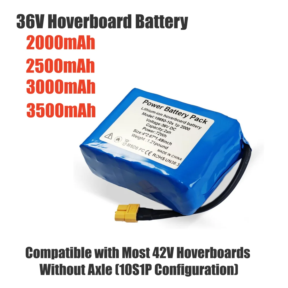 36V 2000mAh 10s1p Battery Packs Rechargeable Lithium Ion Battery for 42V Electric Self Balancing Scooter HoverBoard Unicycle