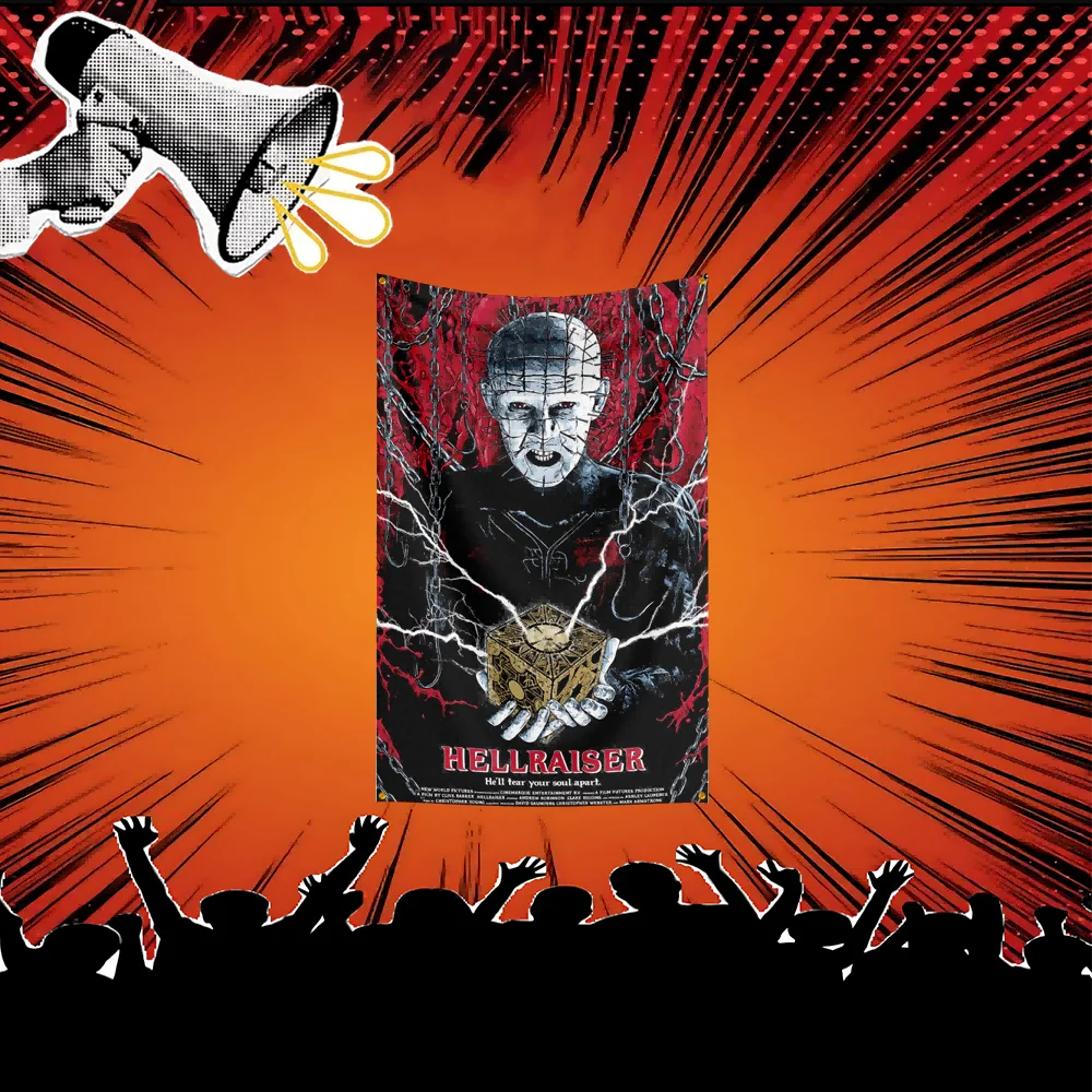 Hellraiser Inspired Movie Flag  Polyester Banner For Bedroom Wall Decor Film Fan Gift
