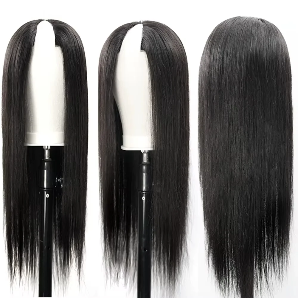 

Straight V Part Wig Human Hair Glueless Brazilian Bone Straight Human Hair Wigs for Women V Part No Glue Wigs On Sale 30 36inch
