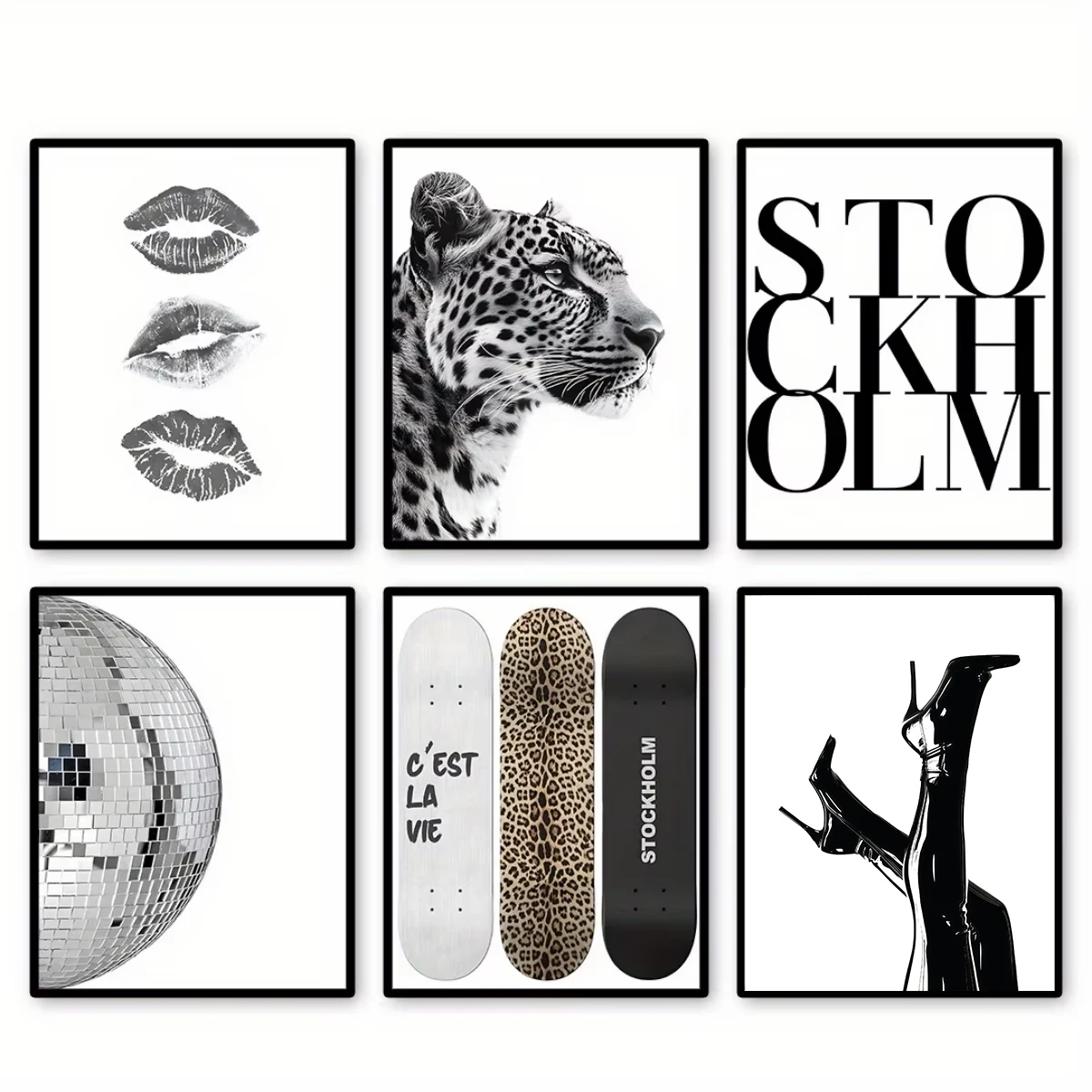 1/6 Uds. Póster con lienzo abstracto de guepardo y leopardo Retro Y2k, impresiones artísticas minimalistas modernas y elegantes, póster para decoración del hogar y la sala de estar