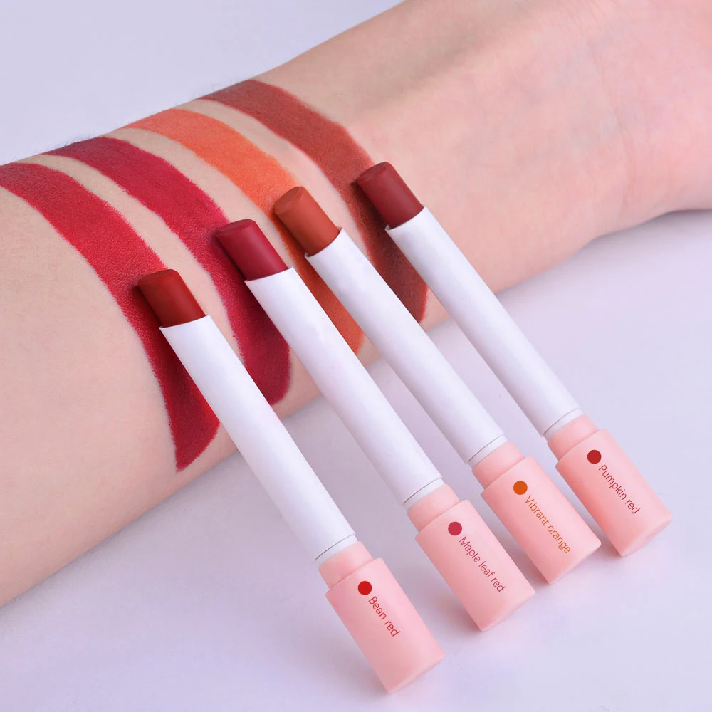 4 Colors/Set  Makeup Lipstick Cosmetics Lipstick Set Lip Tint Lip Gloss Waterproof Matte Long Lasting Make Up Pomade Red Orange